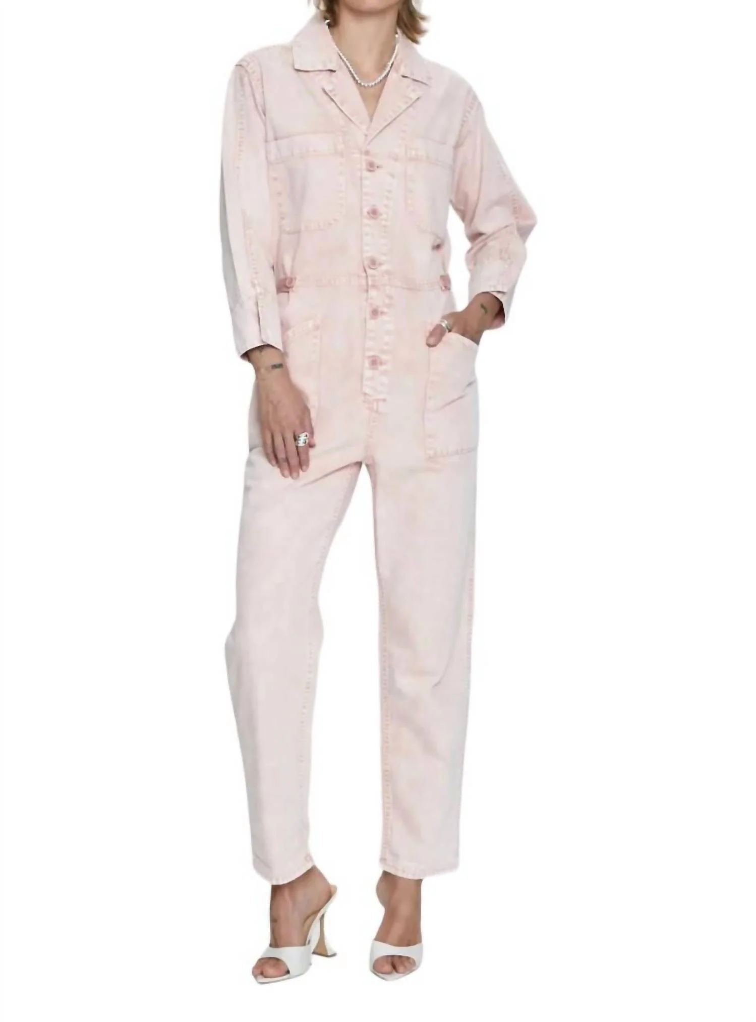 Tanner Longsleeve Field Jumpsuit In Pink