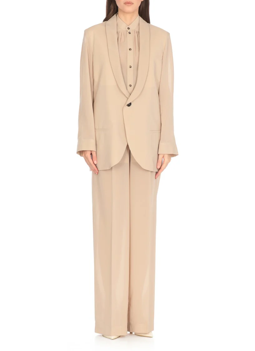 Beige Cotton Blend Blazer