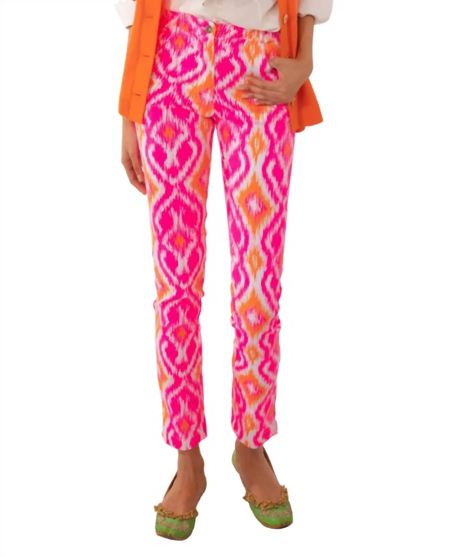 Gripeless Cotton Spandex Jeans - Kitt Ikat In Pink