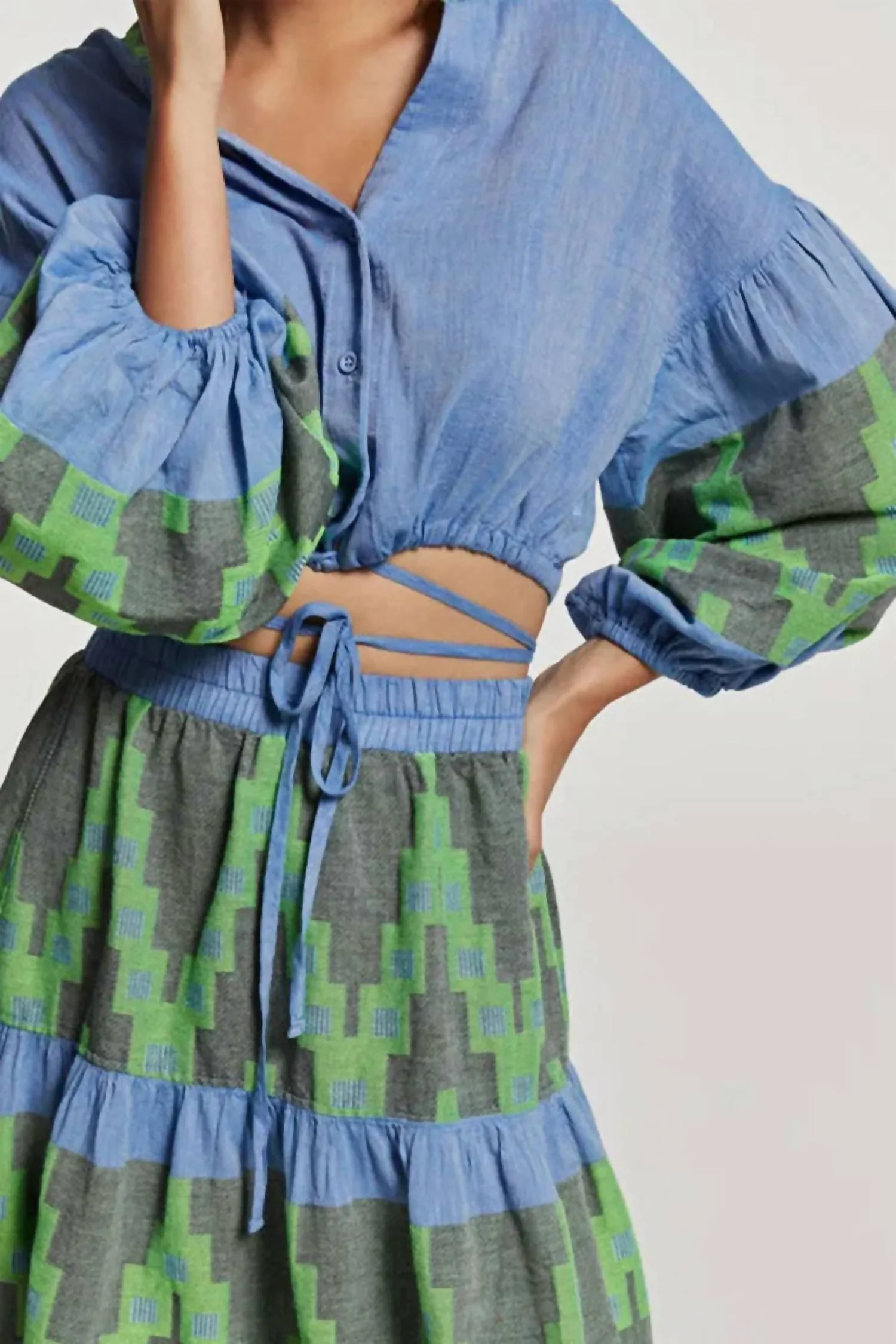 Midi Skirt In Blue/green