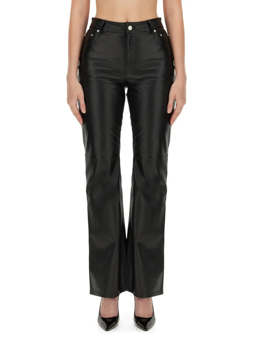 Black Flared Pants With High Waist And Detailing