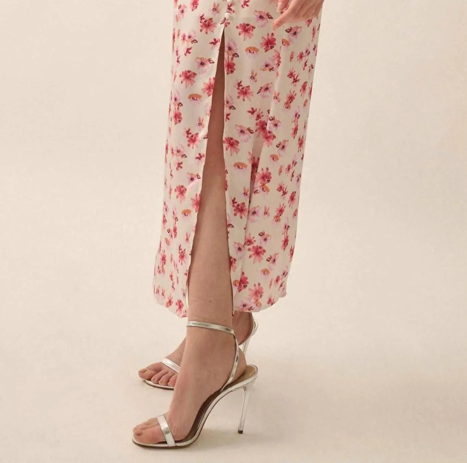 Floral Maxi Skirt In Cream