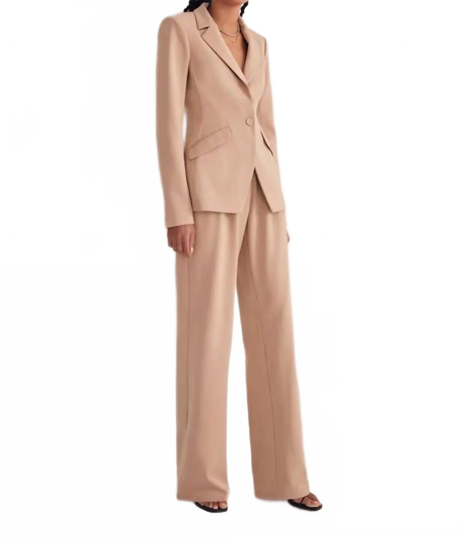 Single Button Blazer In Beige