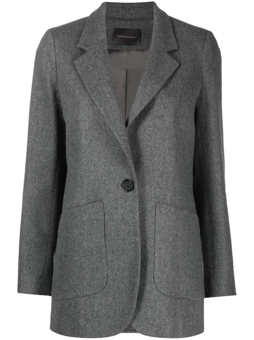 Tailored Grey Blazer With Single Button Closure