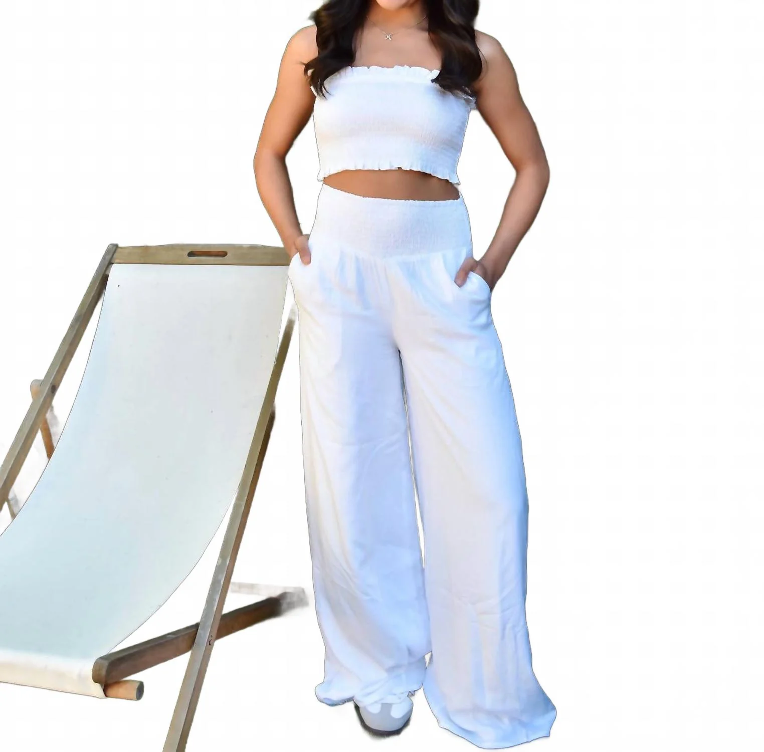 Girl's Flora Pants In White