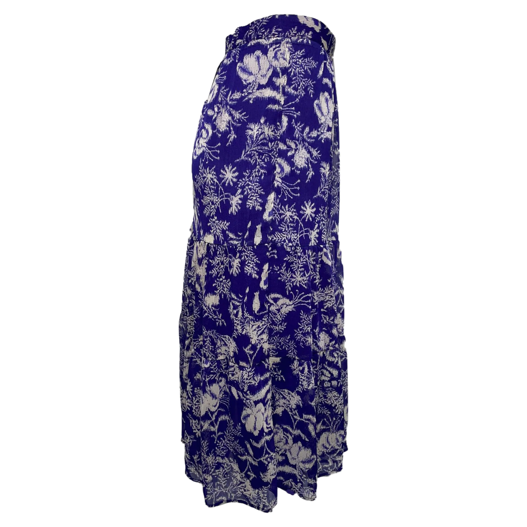 Ba&Sh Uria Printed Midi Tiered Skirt in Violet Polyester