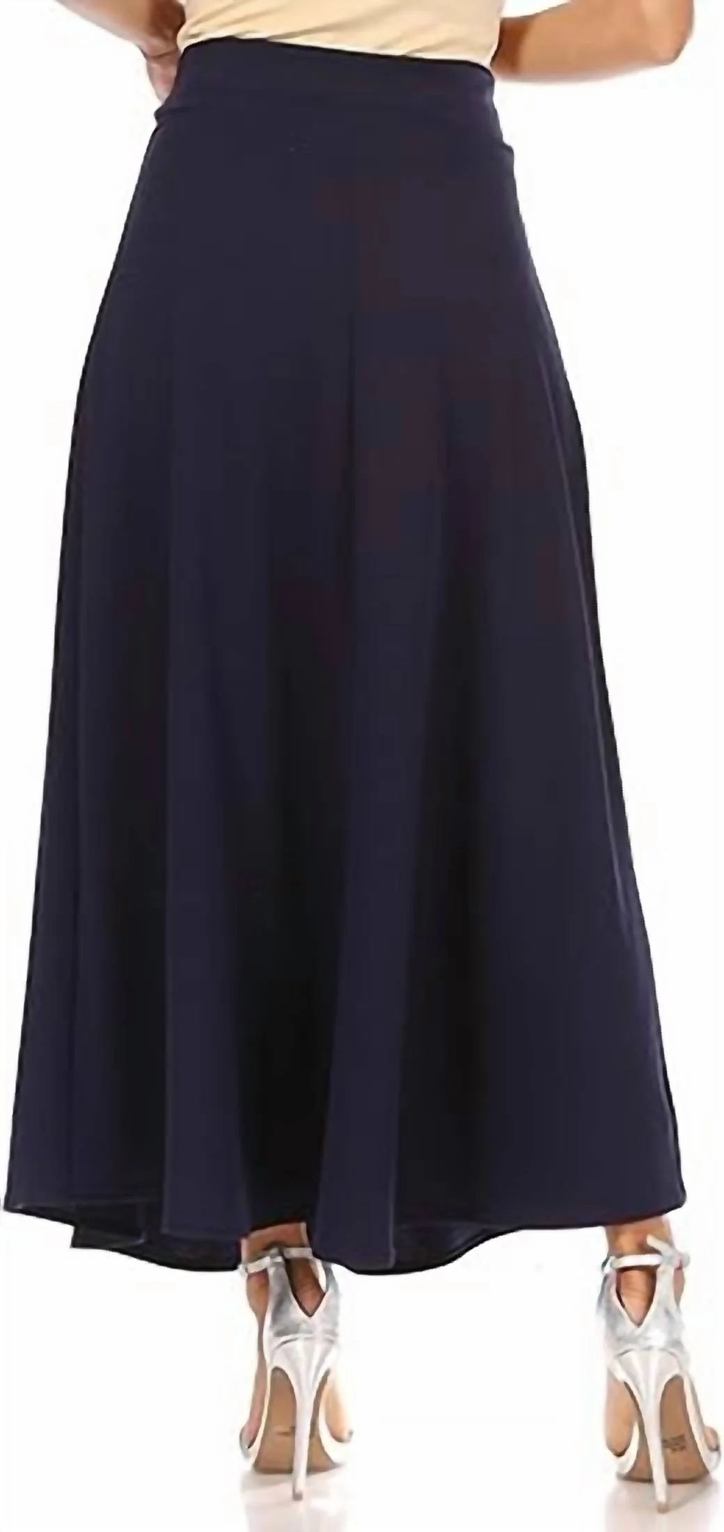 Flare A-Line Long Skirt In Navy