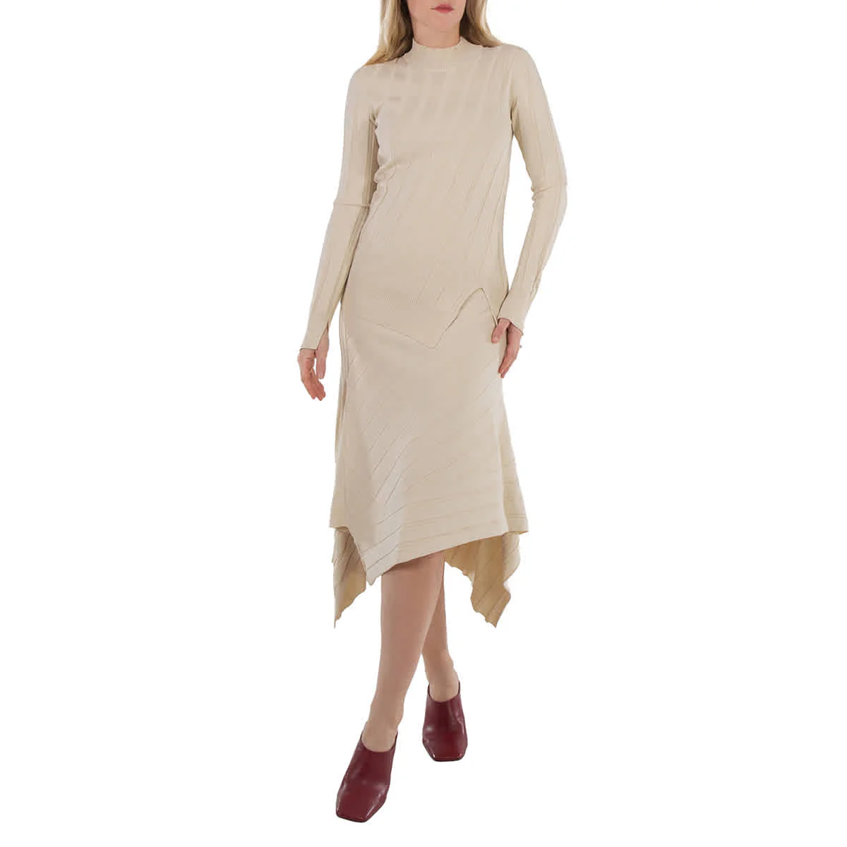 Stella McCartney White Asynnetric Hem Rib-Knit Skirt
