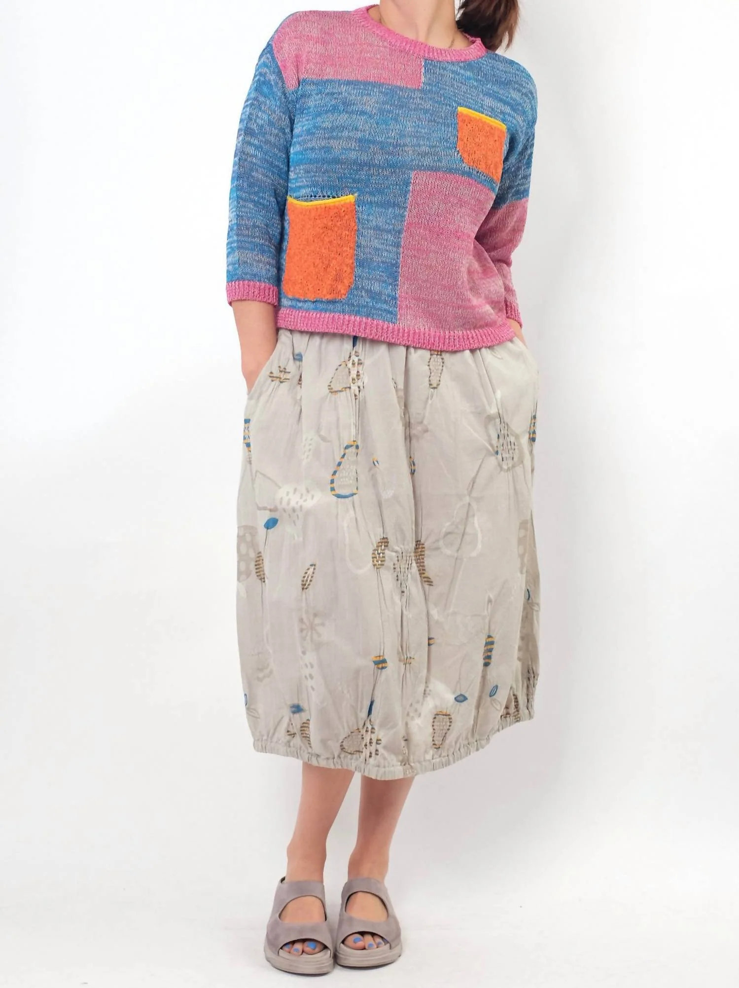 Knit Midi Skirt In Beige