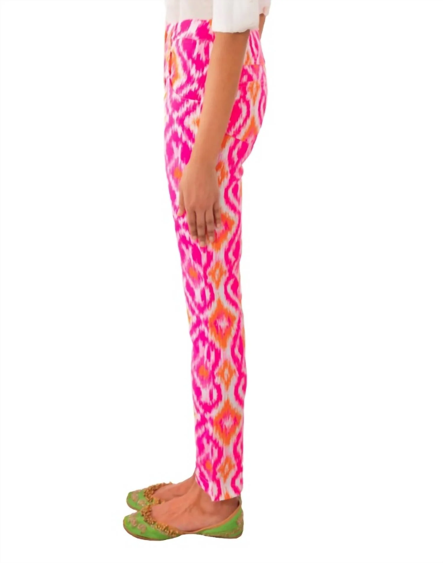 Gripeless Cotton Spandex Jeans - Kitt Ikat In Pink