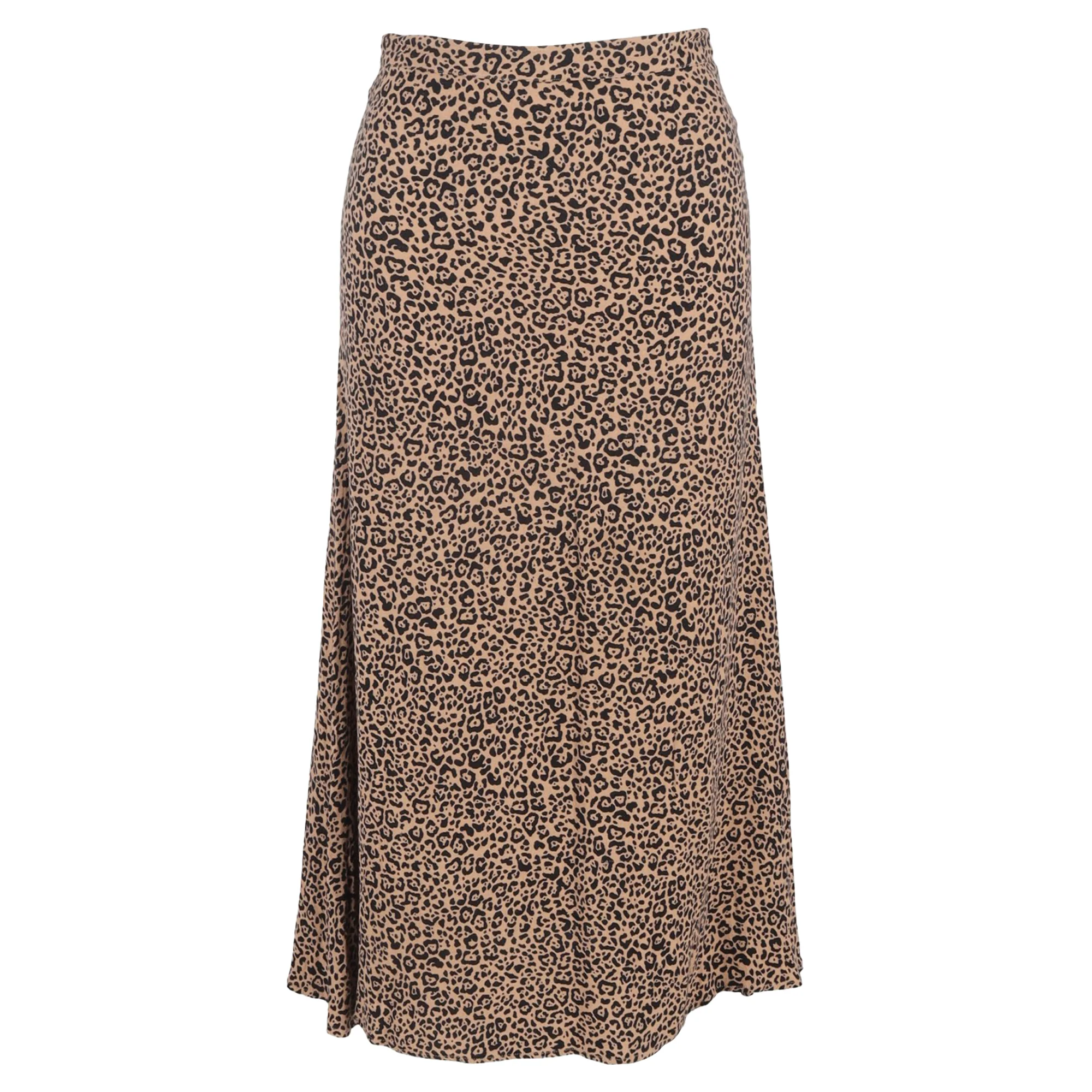 Reformation Leopard Print Midi Skirt in Brown Viscose