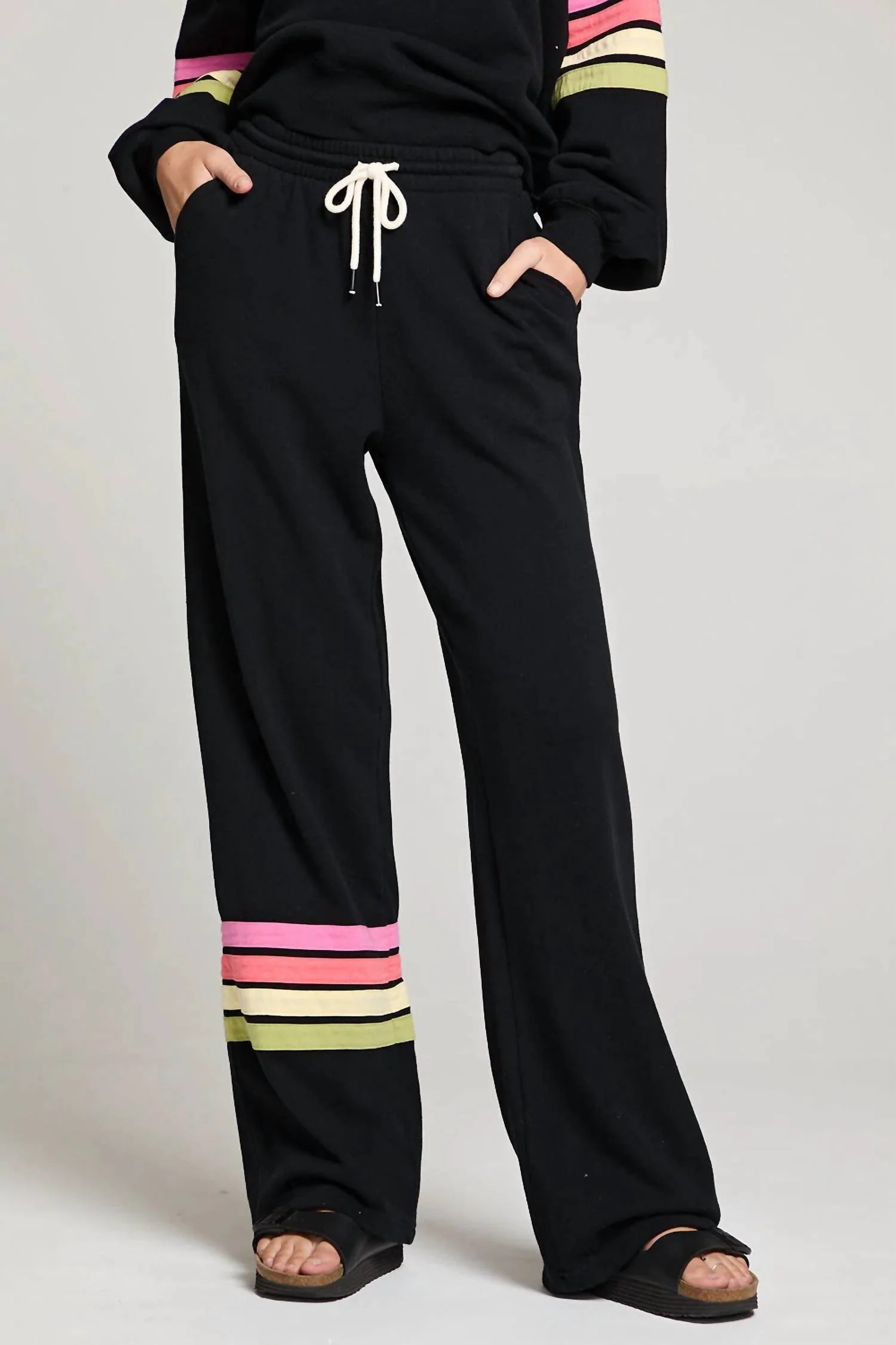 Rainbow Stripe Sweatpants In True Black