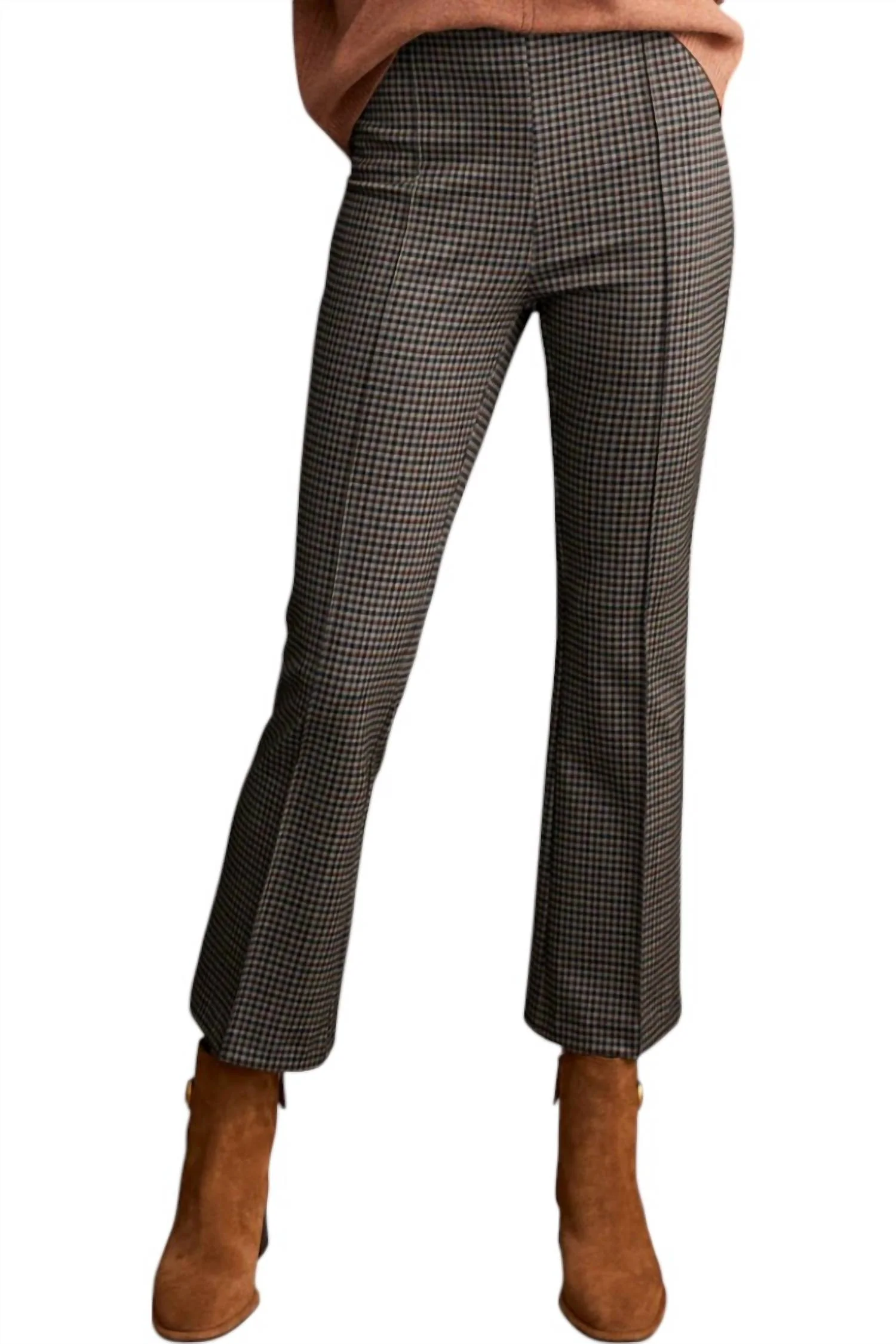 Printed Ponte Pull-On Ankle Pant In Aloe