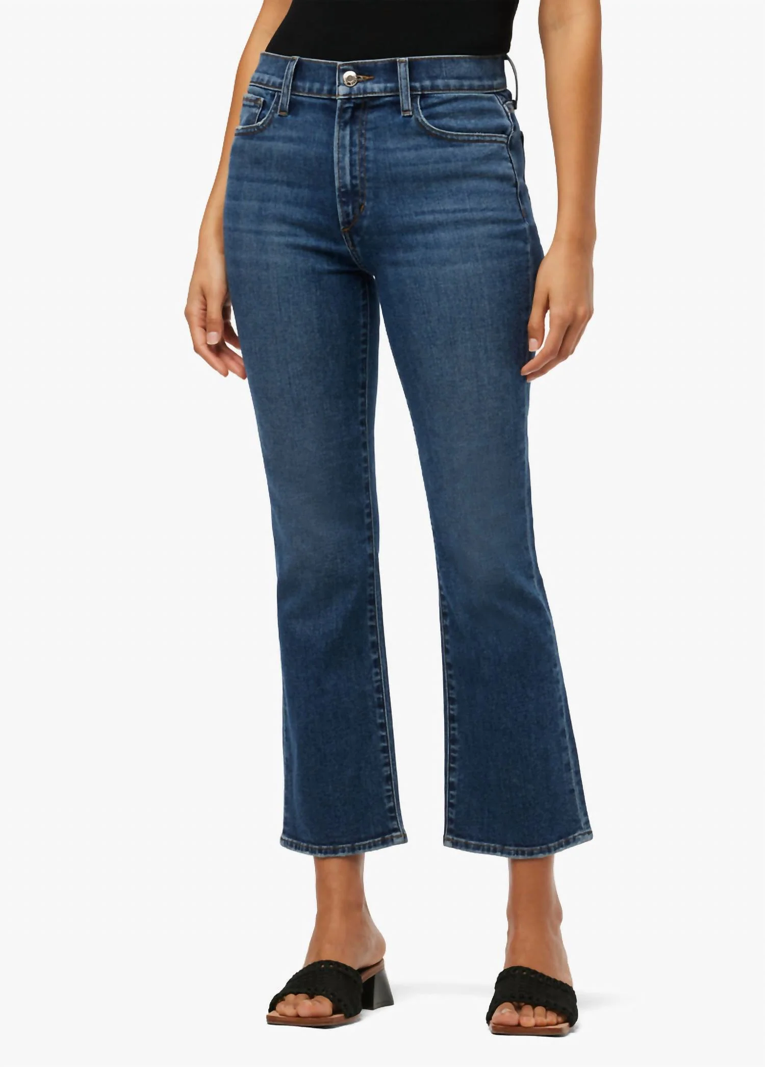 Callie Cropped Bootcut Jeans In Dark Medium Wash