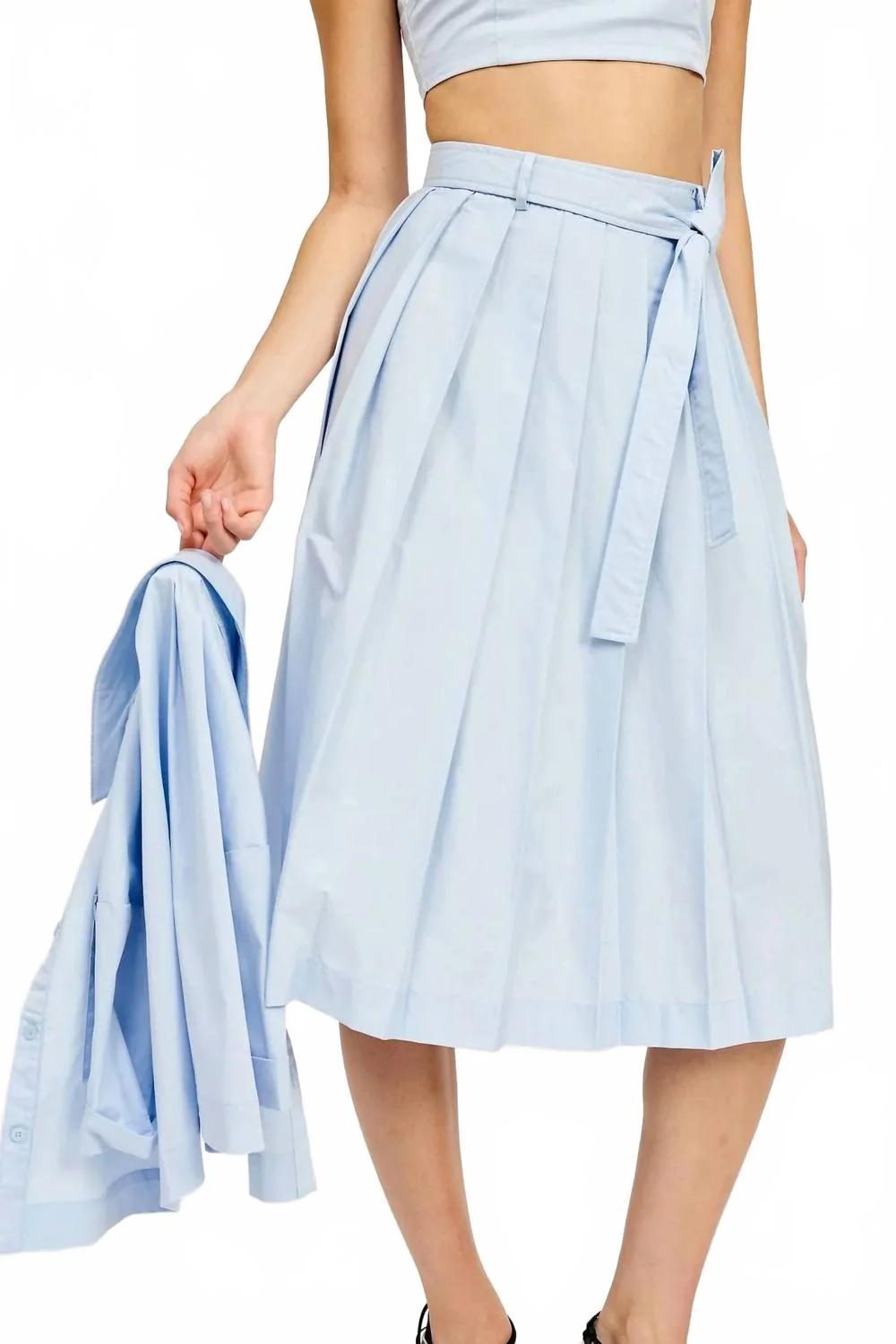 Pleated Skirt In Sky Blue