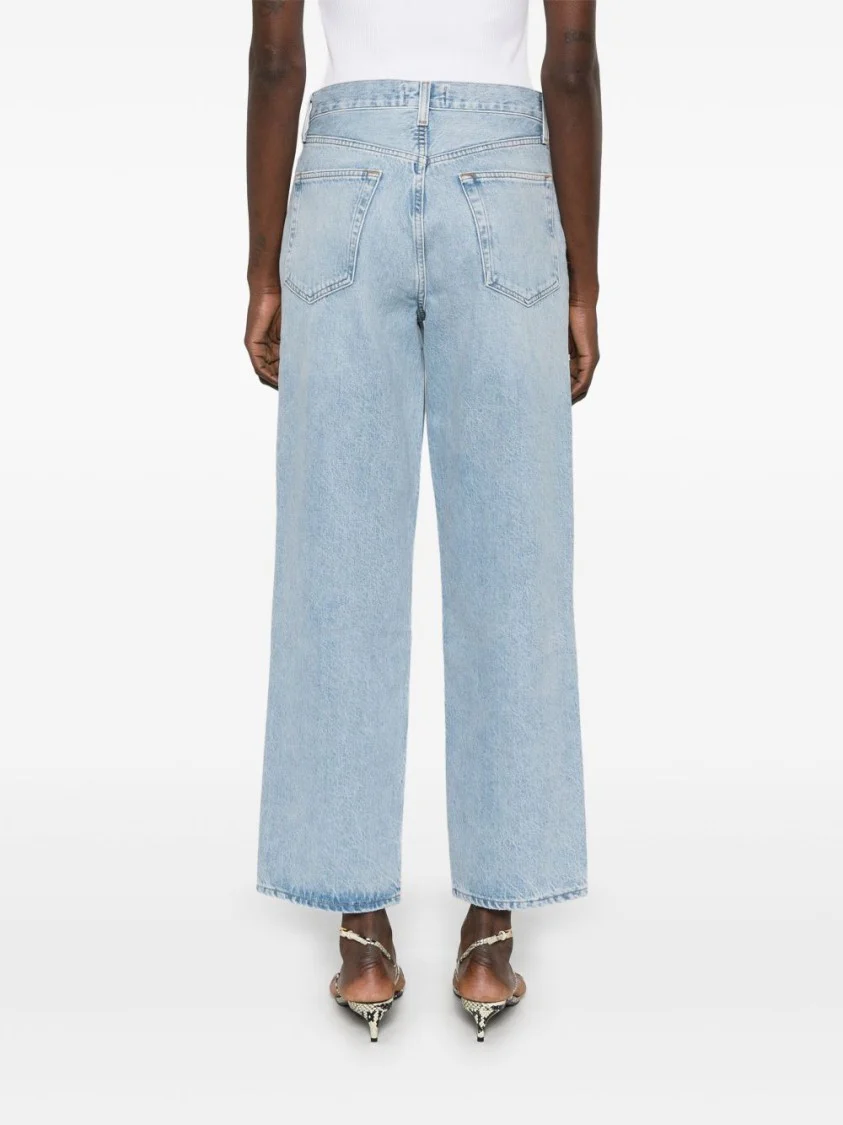 Wide-Leg Light Blue Jeans With Concealed Fly And Classic 5-Pocket Design