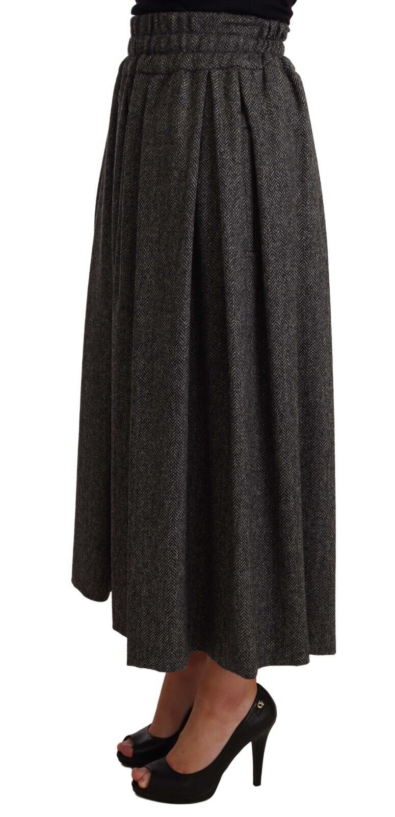 Dolce & Gabbana Elegant A-Line Midi Wool Skirt in Women's Zigzag
