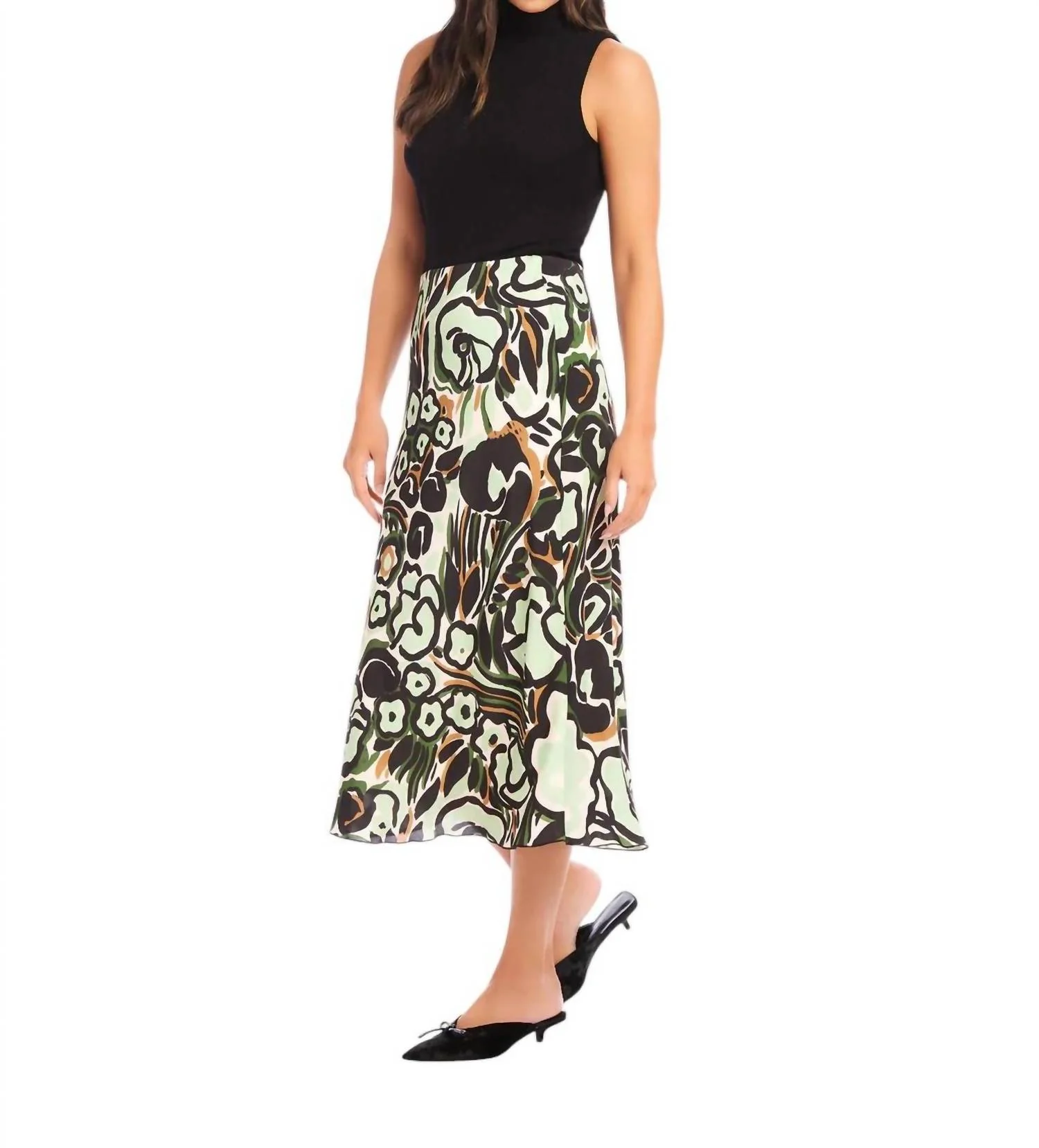 Mia Bias Skirt In Emerald Green