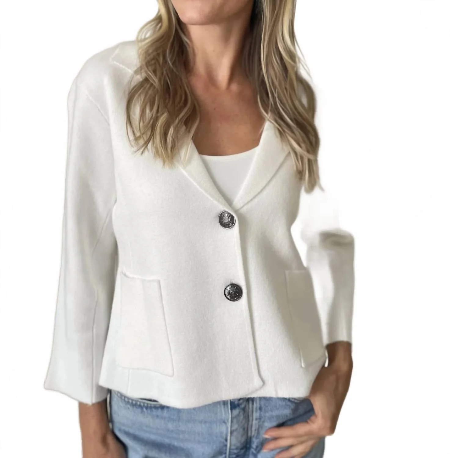 Louisa Knit Blazer In White