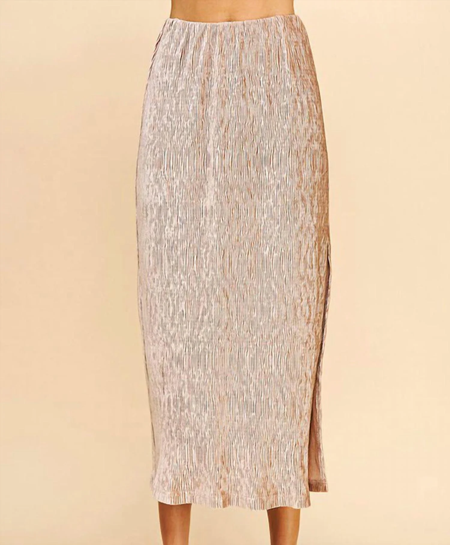 Textured Knit Midi Skirt In Oyster