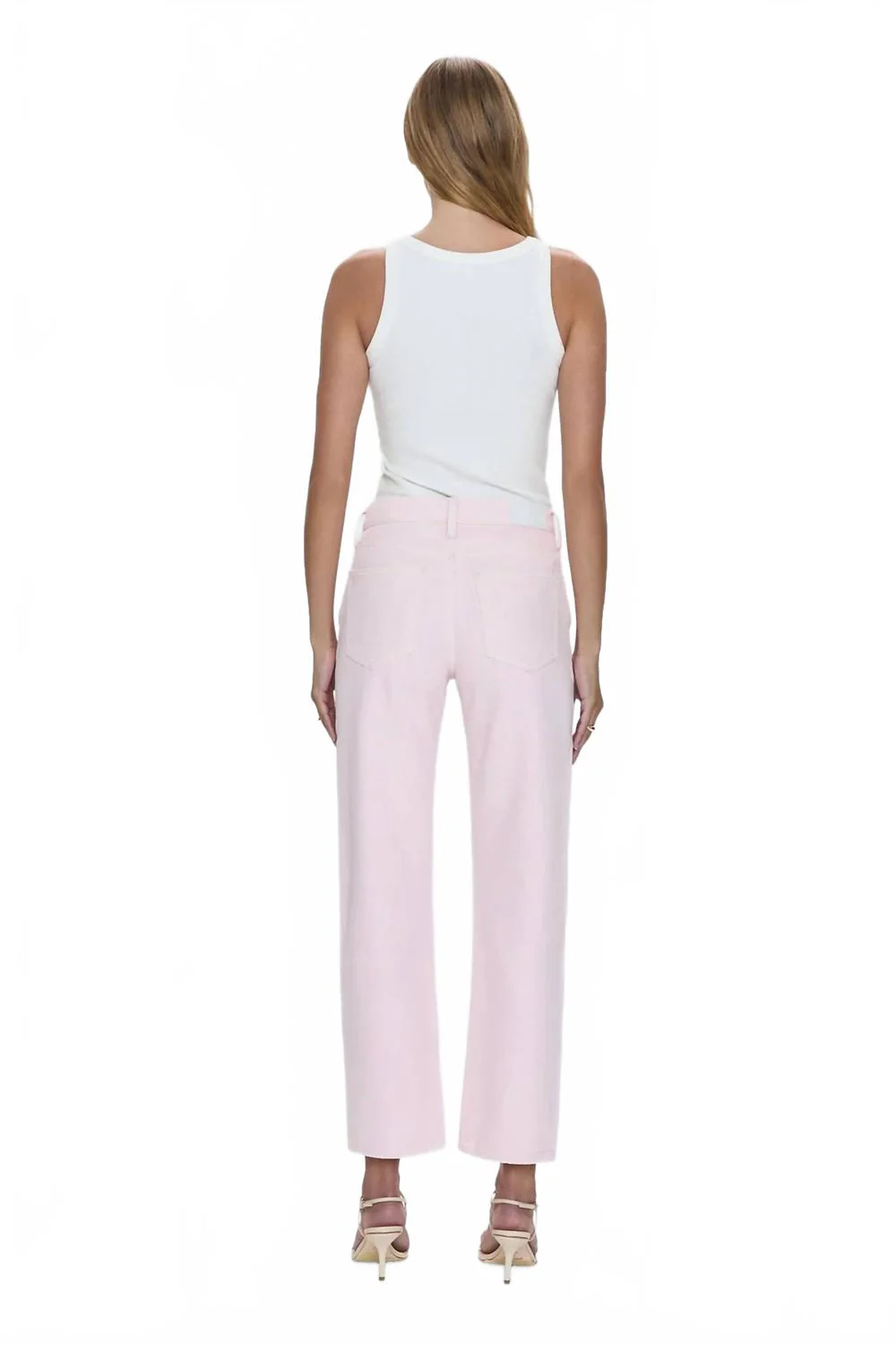 Lexi Mid Rise Bowed Leg Jeans In Blush