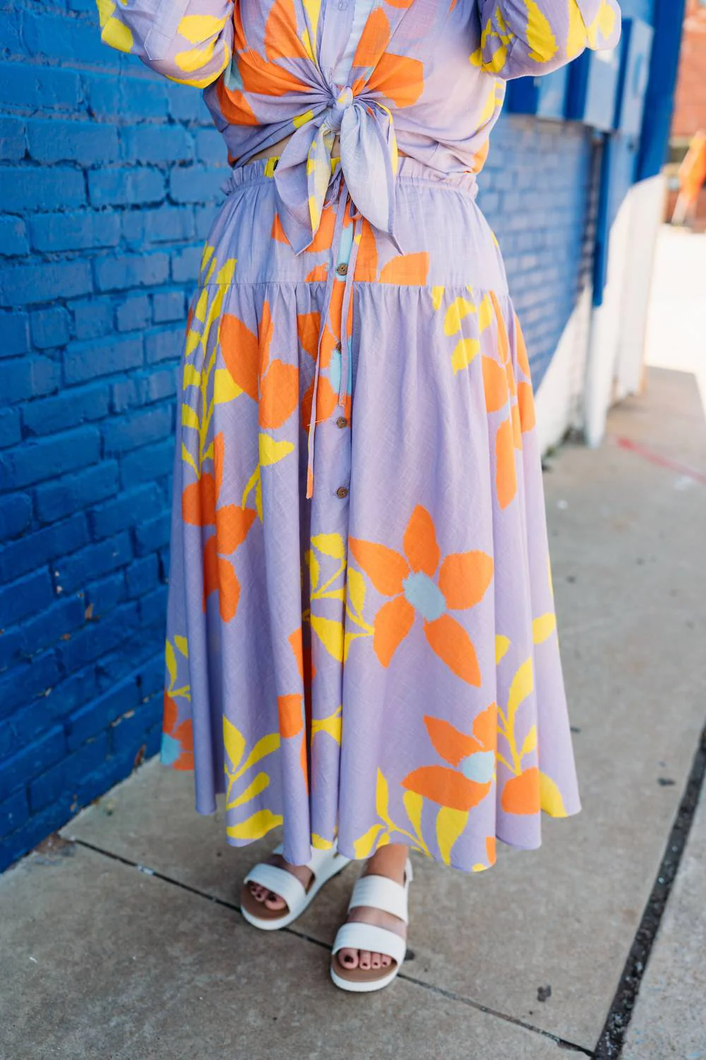 Large Floral Swing Skirt In Multi