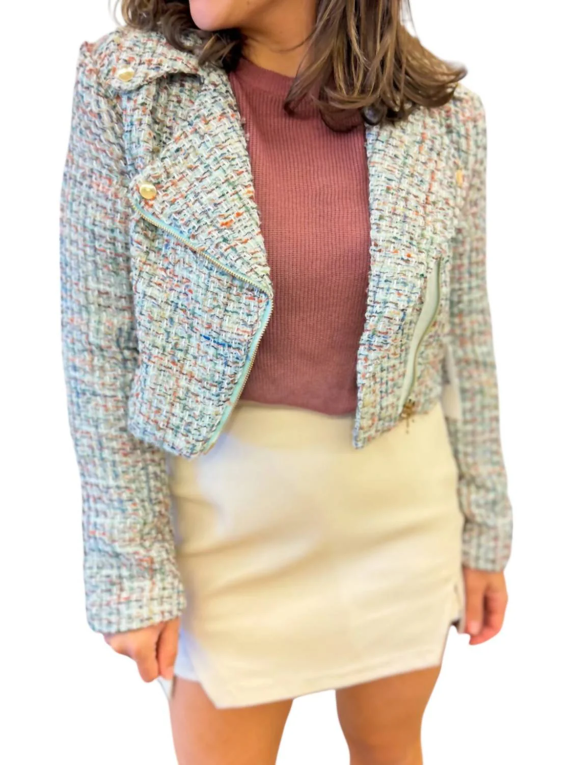 Romantic Flair Emile Moto Jacket In Jade