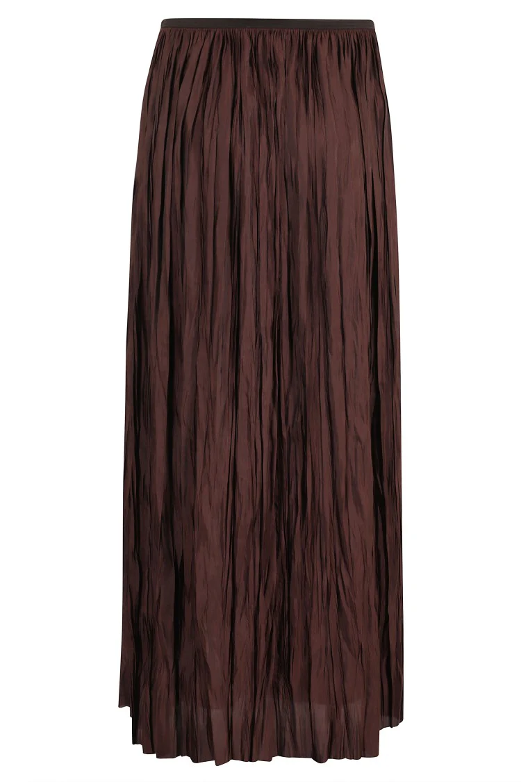 Flowing Satin-Finish Long Pleated Skirt