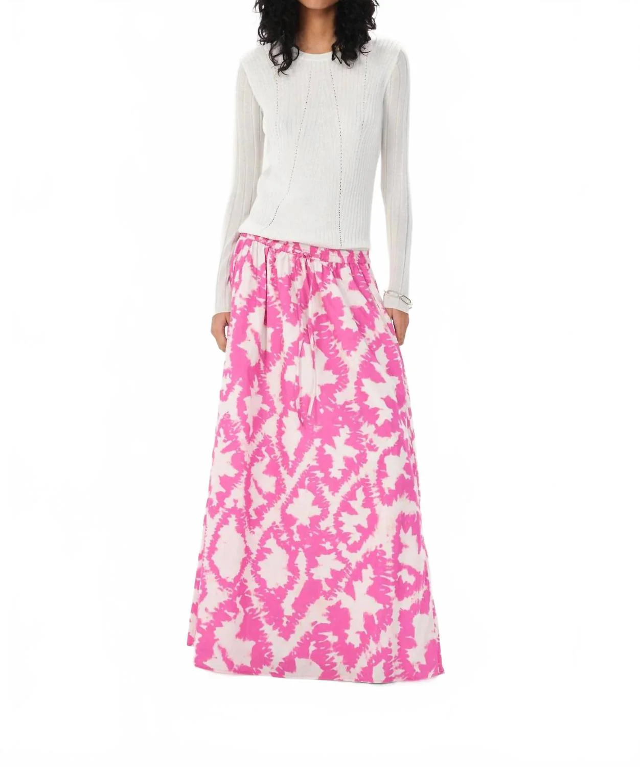 Sant Rita Trudy Long Skirt In Ethnic Fuchsia
