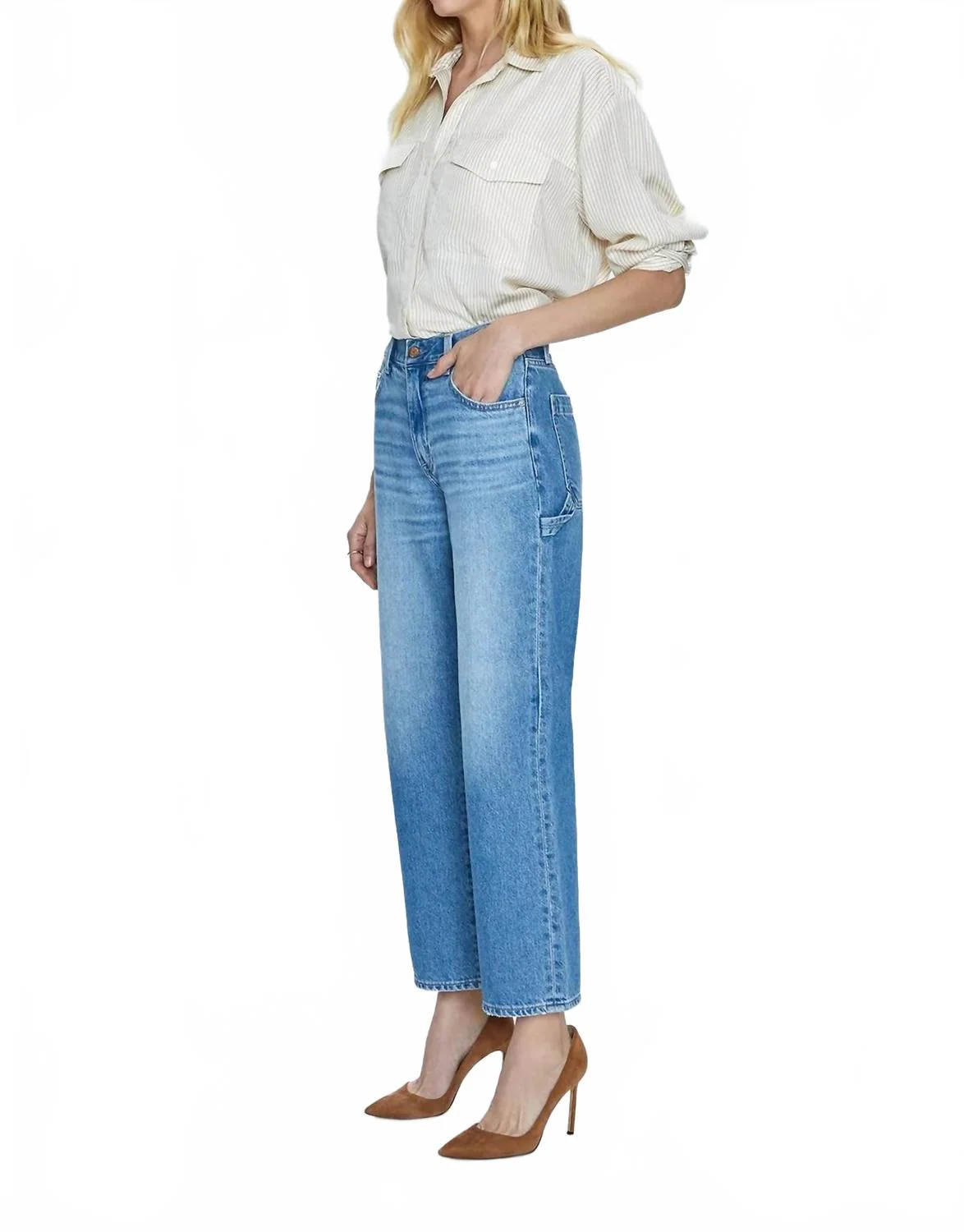 Dylan Carpenter Mid Rise Rise Wide Leg Jean In Griffith