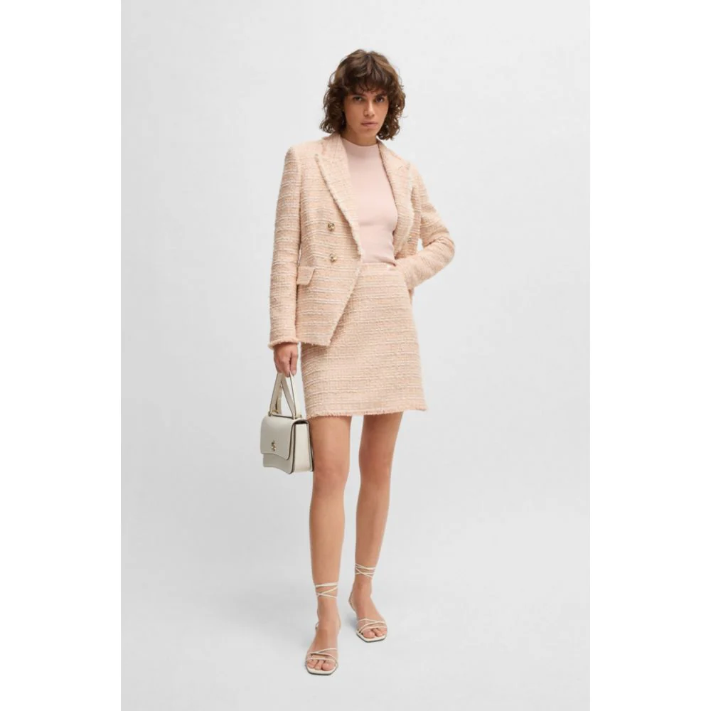 Tweed skirt with stretch-cotton waistband