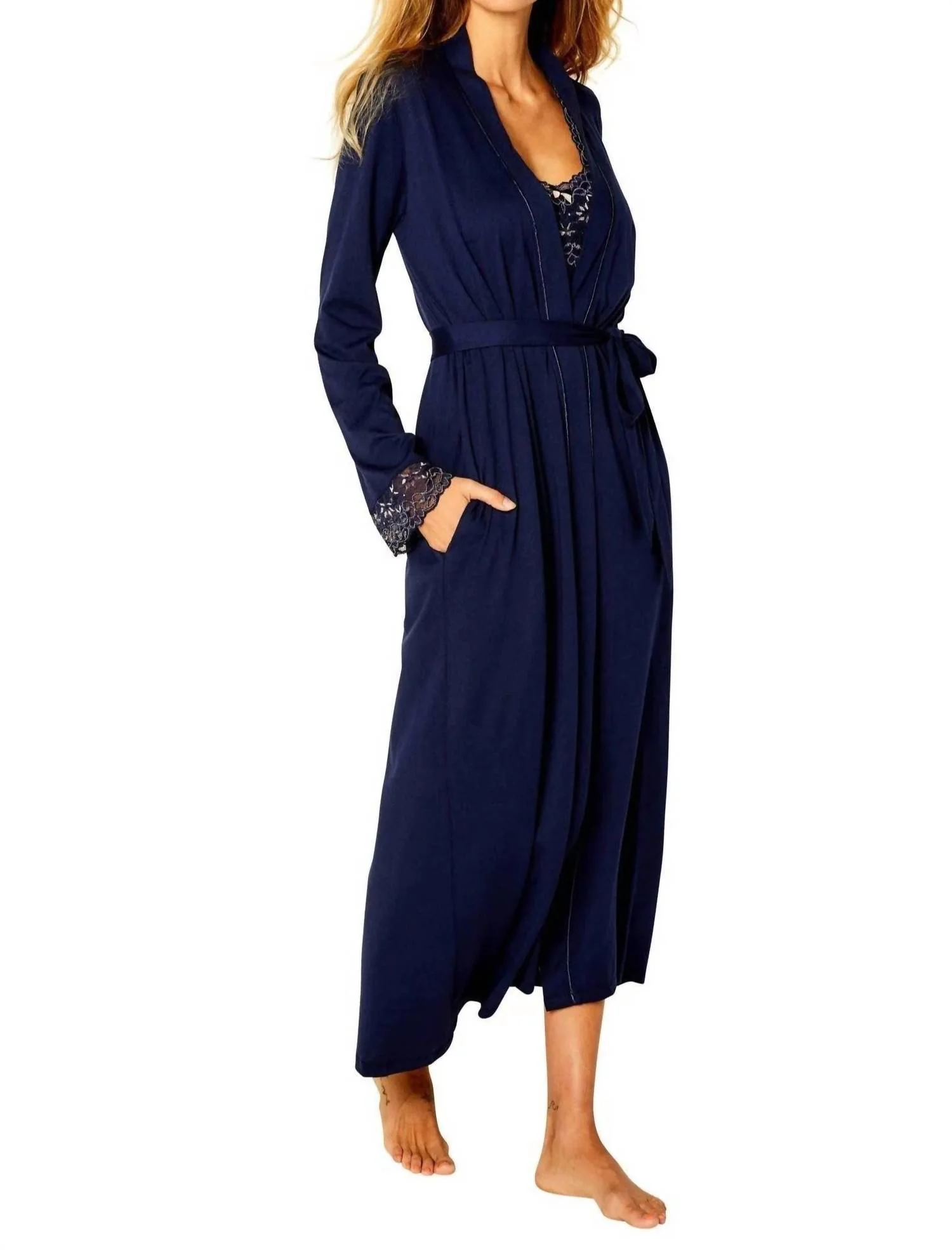 Coco Long Robe In Deep Sea