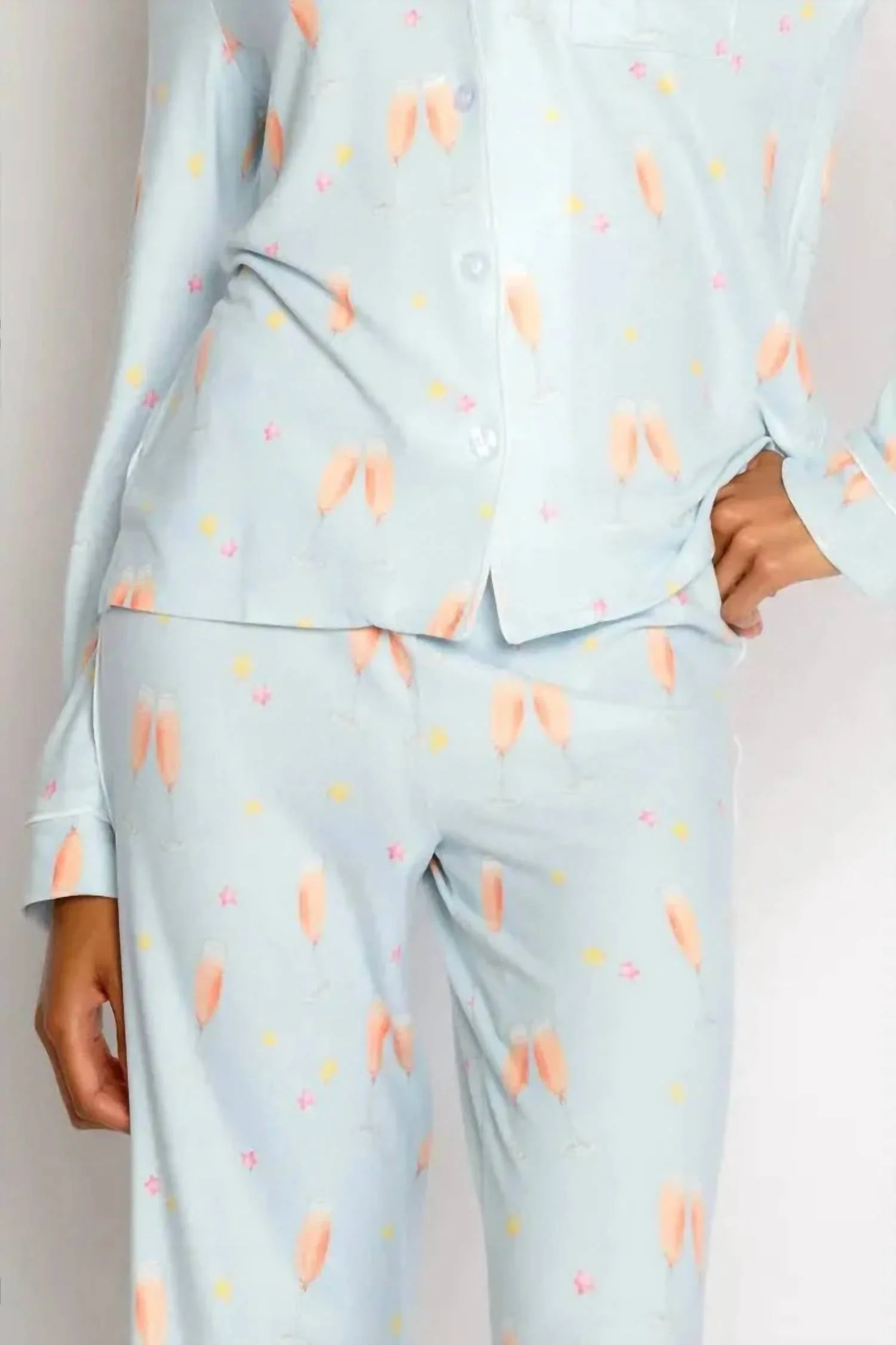 Had Me Rose Pj Set In Light Blue