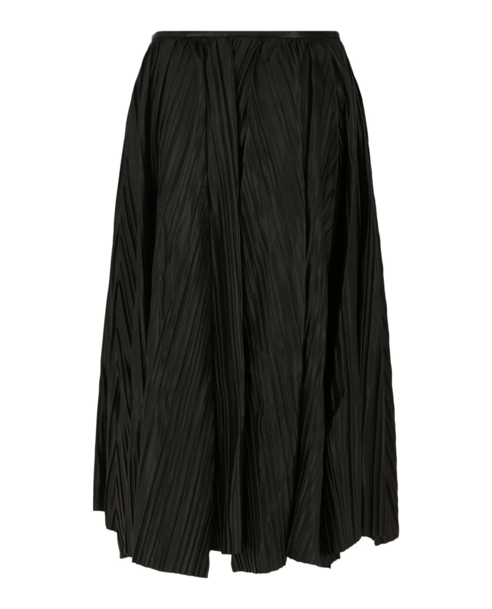 Leather Pleated Midi Skirt