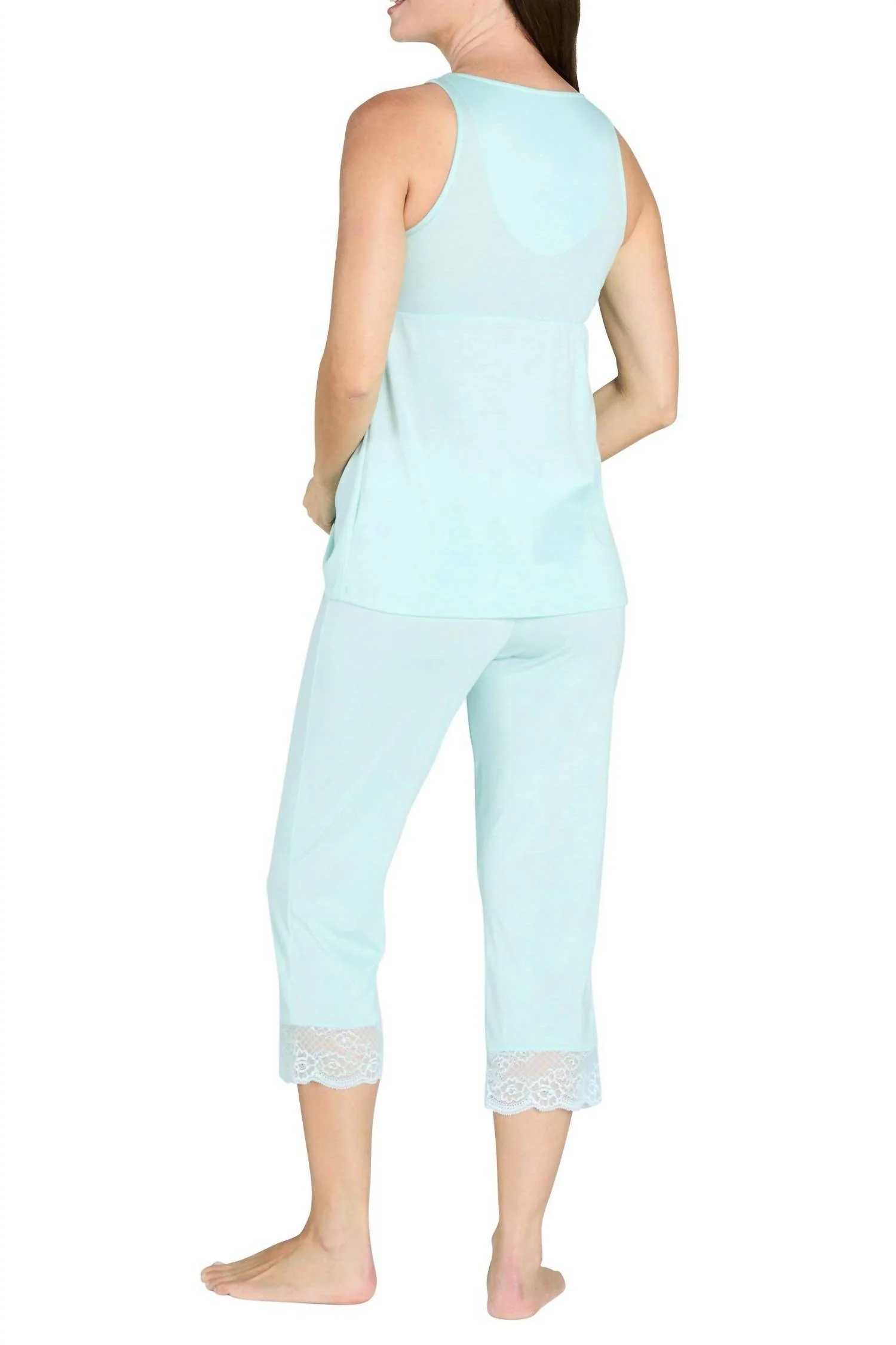 Leslie Tank Camisole Boxer Pajama Set In Misty Jade