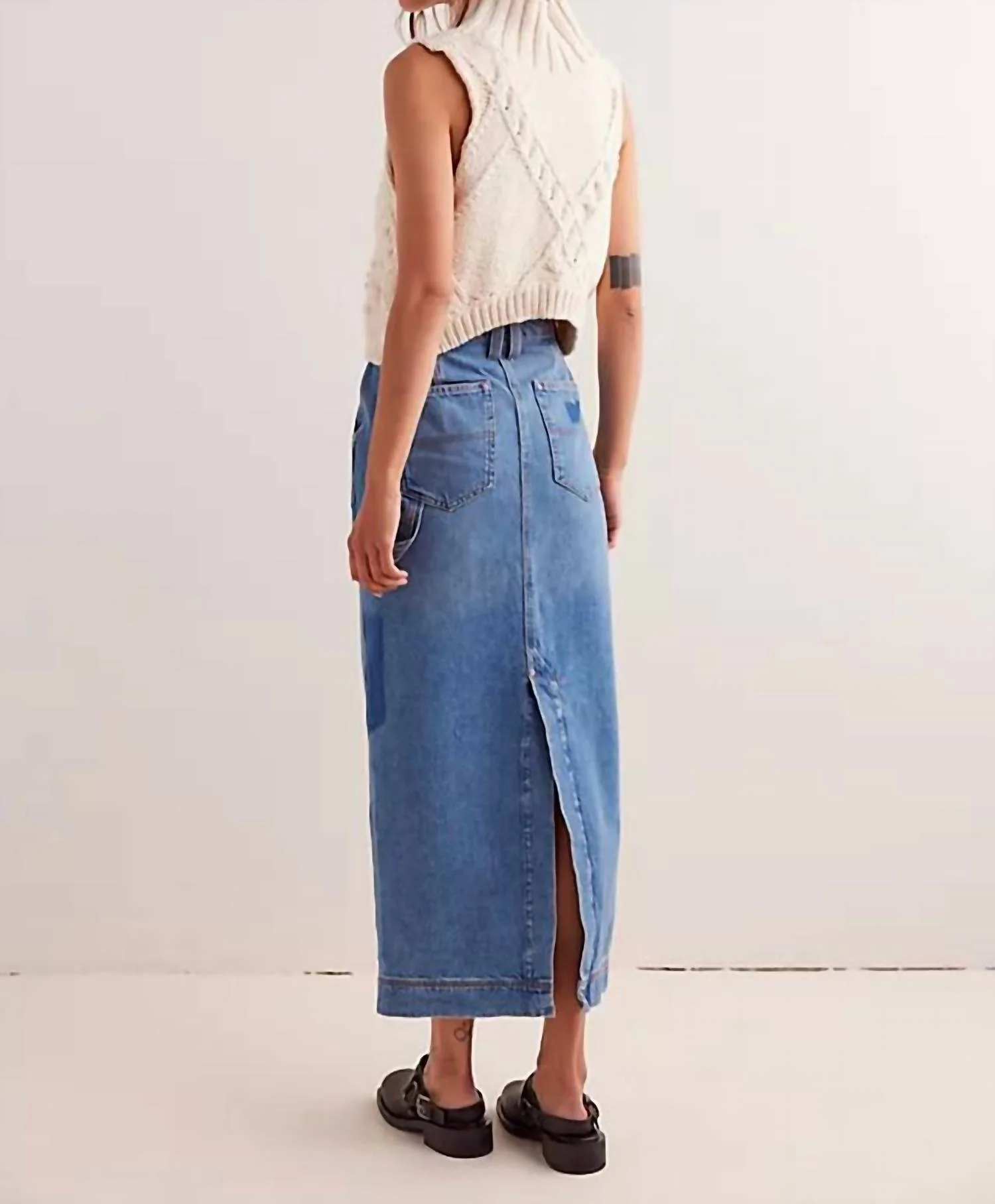 Francisco Denim Maxi Skirt In Head Over Heels