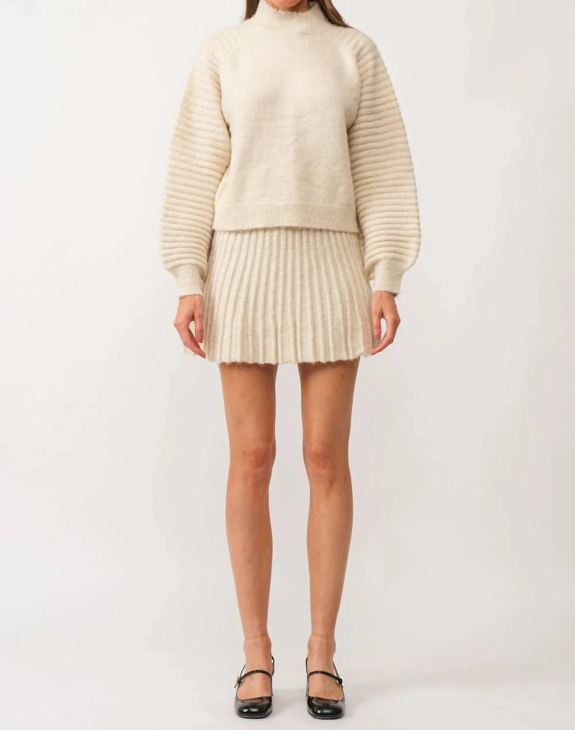 Knit Mini Skirt In Cream