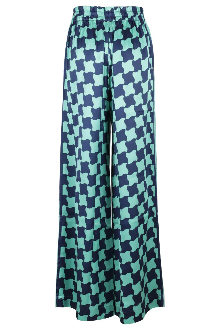 Wide-Leg Trousers In Light Green Silk