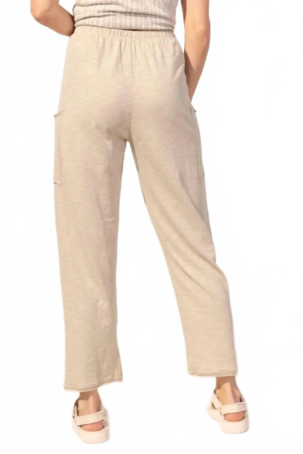 Women's Peruvian Cotton Slub Knit Everyday Pant In Khaki