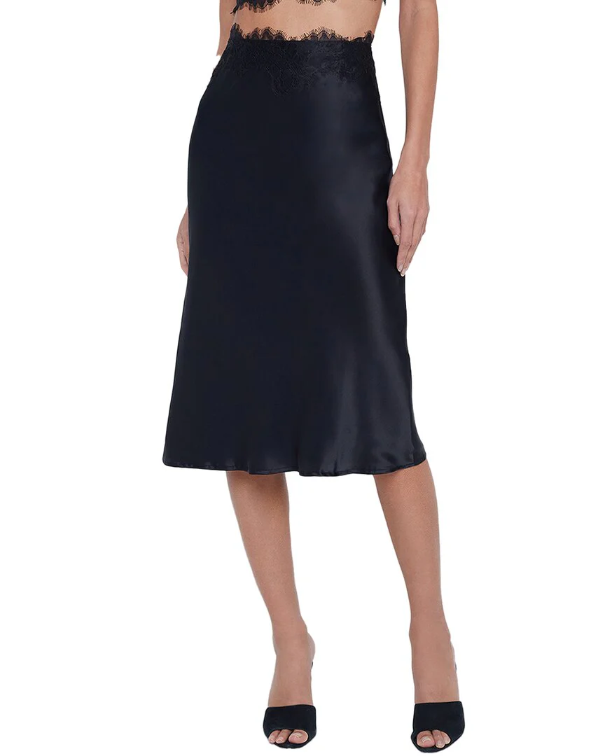 L'AGENCE Loyal Lace Trim Silk Skirt