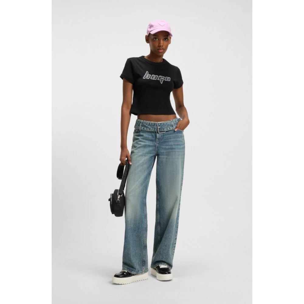 Baggy-fit jeans with denim belt