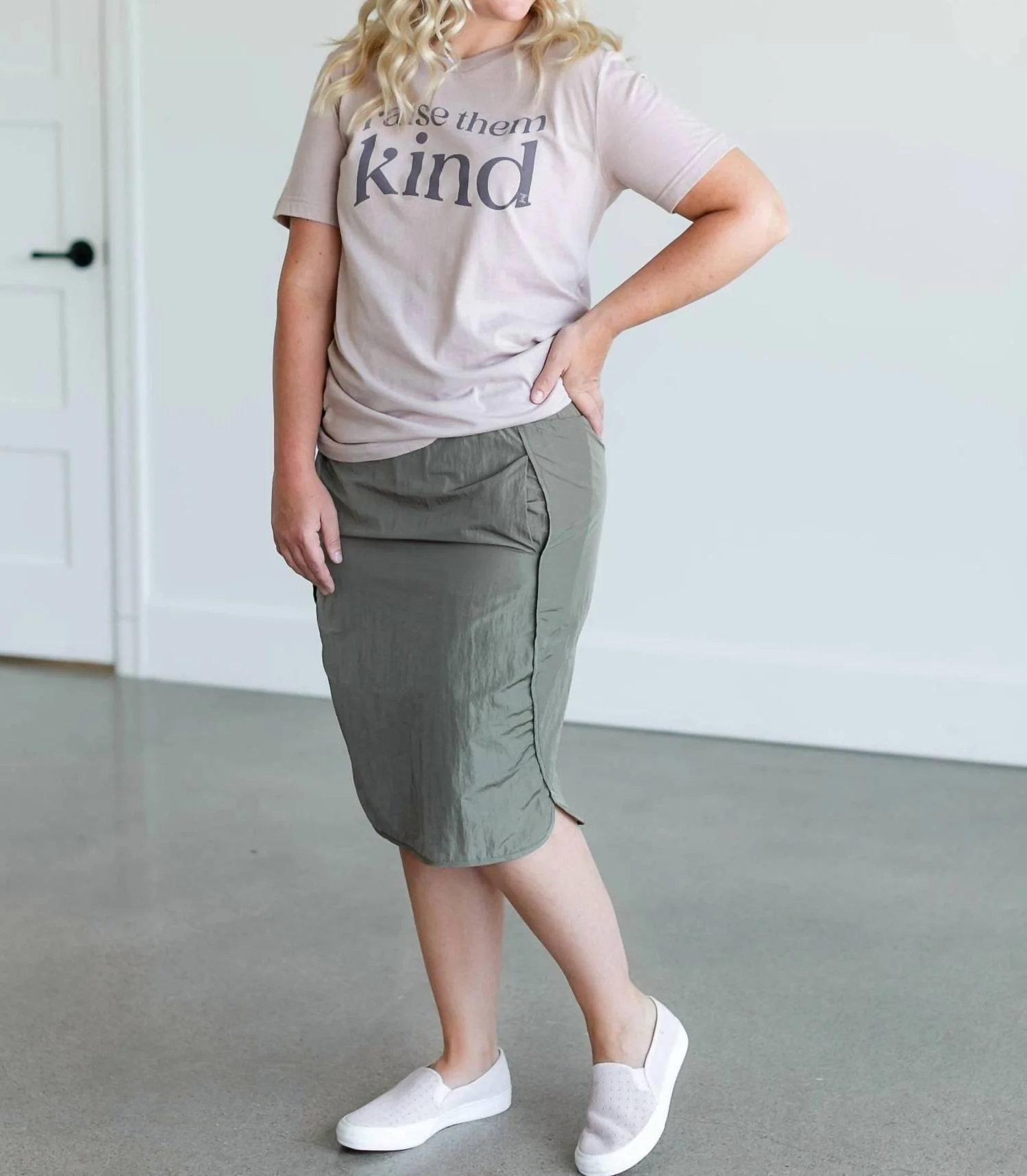 Wind Breaker Midi Skirt In Dusty Olive