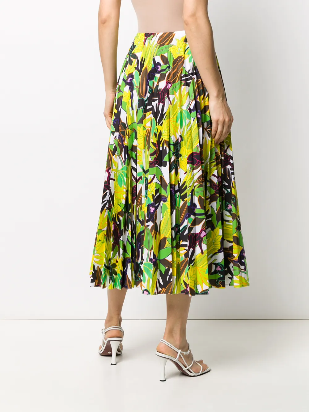 Valentino Monkey Forest Pleated Midi Skirt