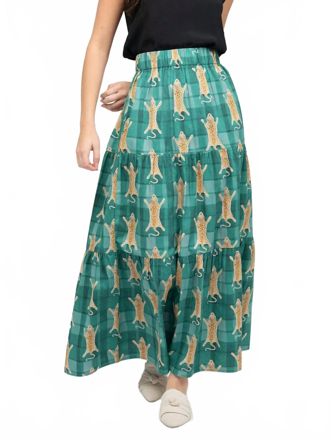 Abby Skirt In Green Cheetah