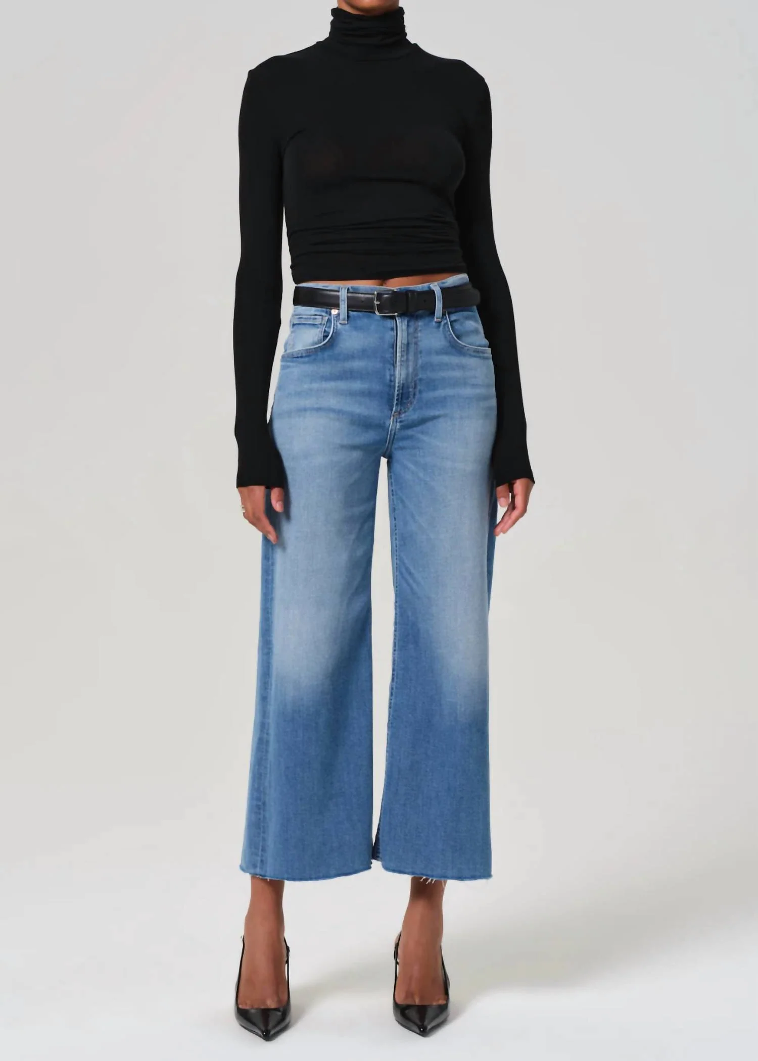 Lyra Wide Leg Crop Jeans In Bhodi