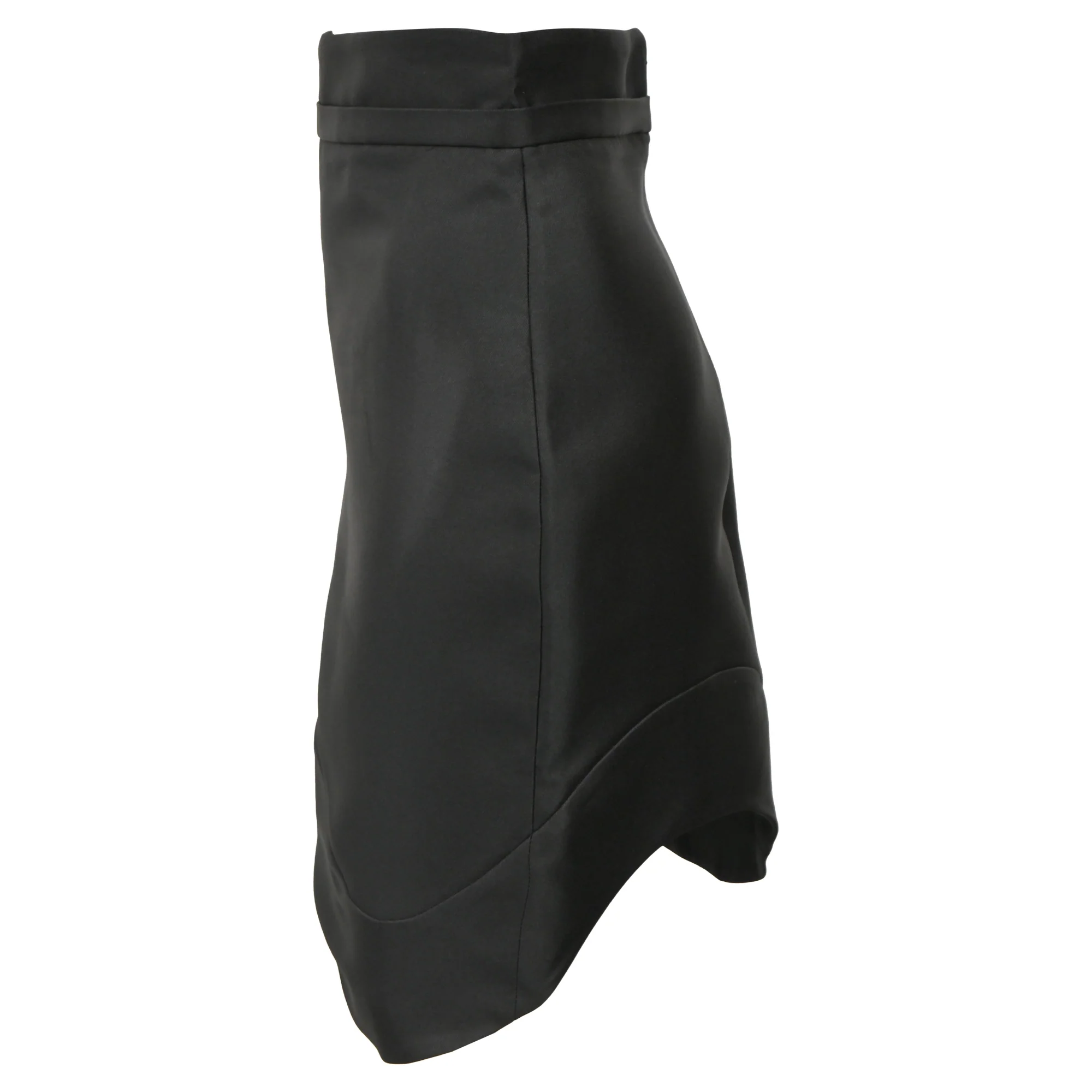 Antonio Berardi Mini High-Waisted Waved Hem Skirt in Black Polyester