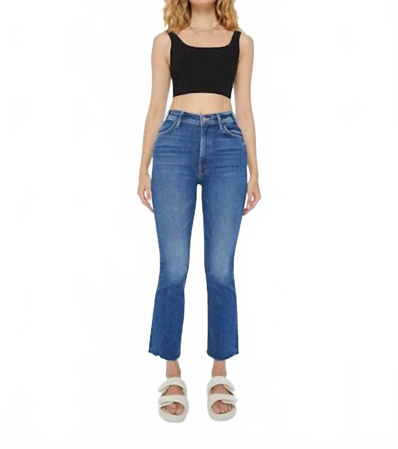 The Hustler High-Rise Ankle Fray Jeans In Grasping At Straws