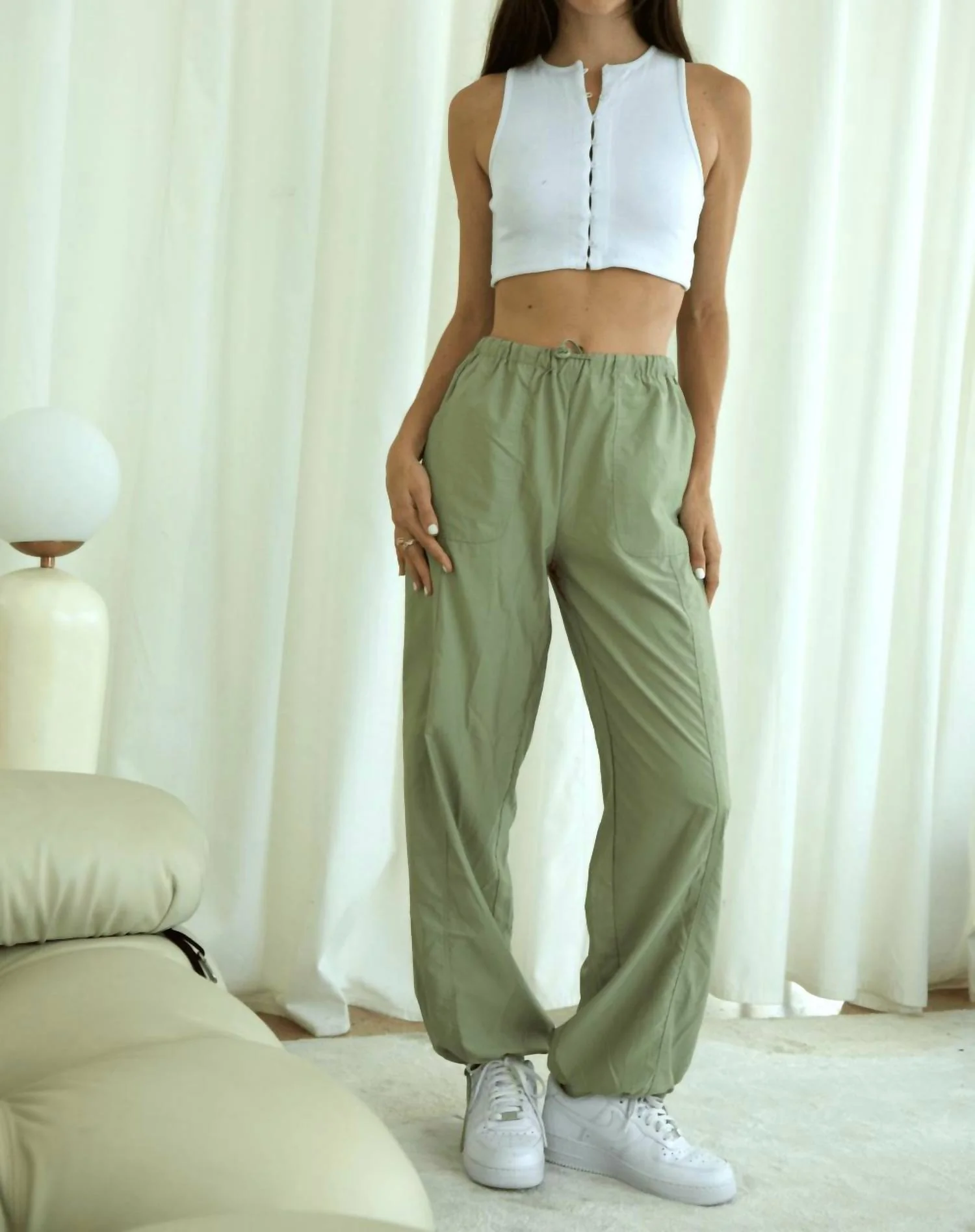 Luna Parachute Pant In Light Green