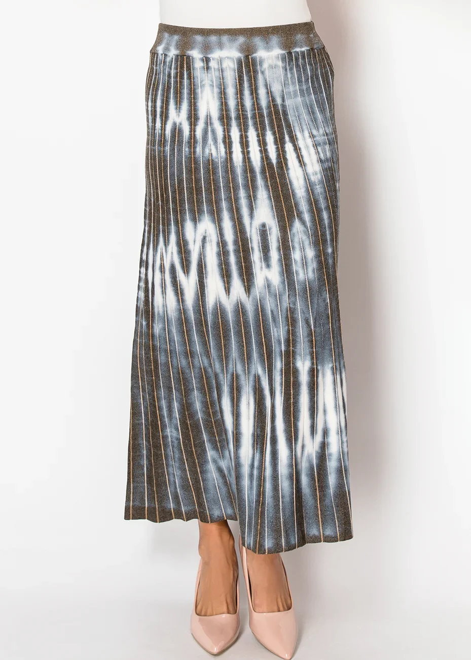 Blue Tie-Dye Pleated Skirt