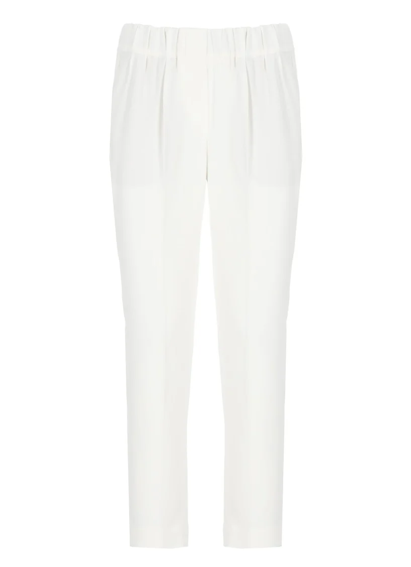 White Silk Blend Pants
